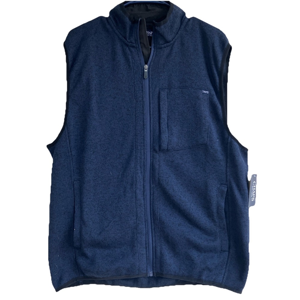 NWT Chaps Mens Full Zip Vest Navy Large Prep Golf Tennis Hiking Model Cm320w111